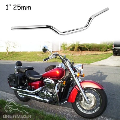 Manillar de barra de arrastre cromado para motocicleta de 1" 25 mm para Honda Shadow Aero 750 VT750 Foto 1 de 4