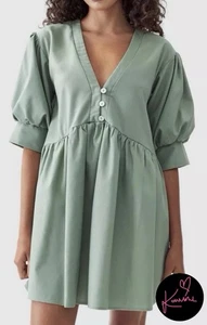 The Fated Short Mini Shift Dress Size 8 (Relaxed Loose Fit) in Sage Green - Picture 1 of 10
