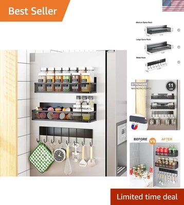 Estante magnético multiuso para especias con 8 ganchos - perfecto para almacenamiento en refrigerador Foto 1 de 4