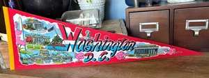 Vintage Washington D.C. Pennant  25 X 8 Silberne 1980s Souvenir - Picture 1 of 7