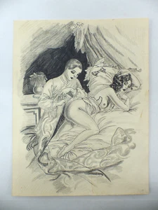 Erotische Tuschezeichnung wohl Gerhard Windisch Alphonse Friaux Milewsky Nr 1109 - Picture 1 of 3