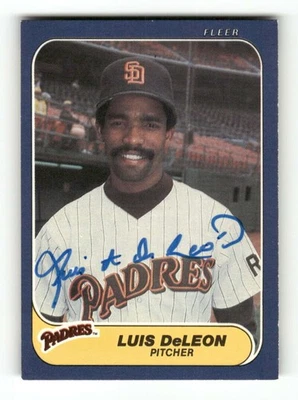 1986 Fleer   318 Luis Deleon signed auto autograph  crisp blue sharpie ASC BXCP5 - Image 1 of 2