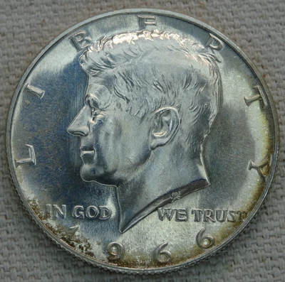 Moneda de medio dólar Kennedy 1966 SMS de plata como nueva de Estados Unidos 50C DDO doble matriz anverso Foto 1 de 4