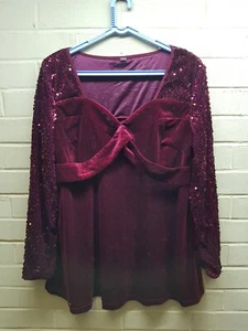 Womens Casual Shirts Long Sleeve Tops Sequin A-line Blouses V-Neck Tunic Large - Picture 1 of 6