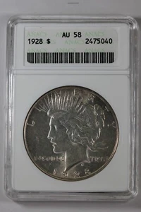 1928 1,00 ANACS AU 58 Peace Dollar, 1 $ - Bild 1 von 2