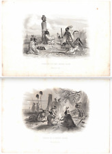 1857 d'Urville engravings (2)~ Nouvelle Zelande funeral & cannibals ~NEW ZEALAND