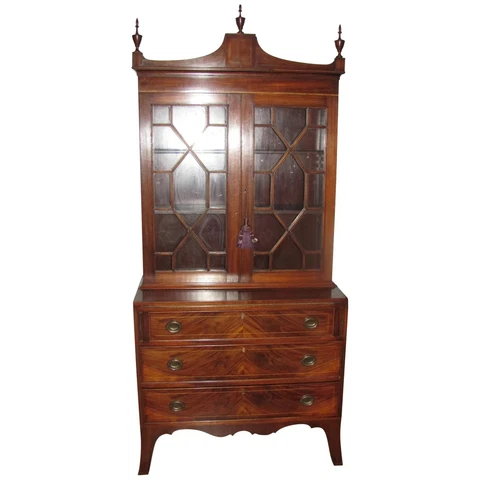 Antique American Federal Mahogany Secretary Bookcase Circa 1810 Cover