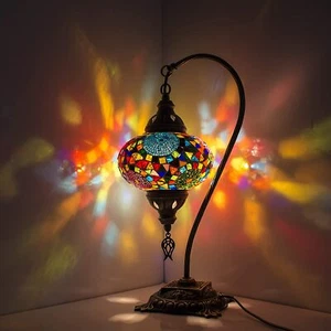 Turkish Moroccan Lamp Colourful Glass Mosaic Handmade Table Desk Light FREE BULB - Picture 1 of 6