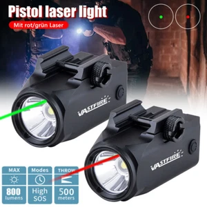 Tactical Hunting LED Rifle Flashlight and Red Green Laser Sight Combo 20mm Rail - Picture 1 of 27