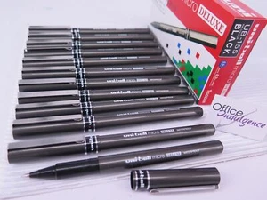 12 x BLACK Uni-ball UB155 Deluxe Eye Micro Pen 0.5mm Capped UB155BK TRACKED - Picture 1 of 8
