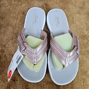 Clarks Women's Rose Gold Brinkley Jazzh Flip Flop Size 8M - Picture 1 of 8