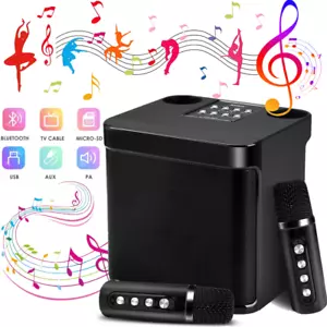 Bluetooth Karaoke Machine Portable Karaoke Speaker With 2 Wireless Microphones - Picture 1 of 12