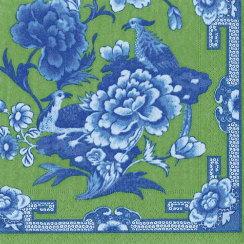 Каспари - зеленые и синие бумажные коктейльные салфетки - Изображение 1 из 1