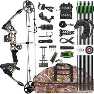 Compound Bow Set 20-70lbs Archery Hunting Arrows RH LH Adult Target Shooting - Picture 1 of 15