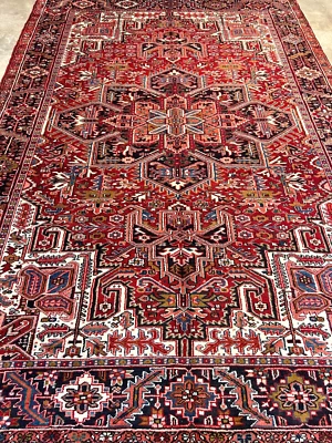 7'10"x11'4" Hand-Knotted Wool Geometric Herize Area Rug - Handmade Tribal Carpet - Image 1 of 4