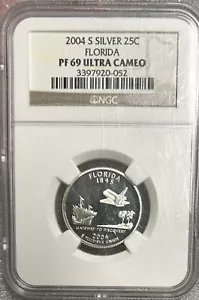 2004 S Silver Florida Statehood Quarter NGC PF69 ULTRA CAMEO BX7-22 - Picture 1 of 2