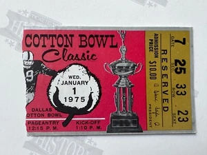 Boleto clásico Cotton Bowl 1975 1/1/75 Penn State vs Baylor - Joe Paterno - Imagen 1 de 2