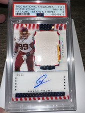 Chase Young 2020 National Treasures Stars & Stripes Rookie Patch Auto /20 PSA 8!