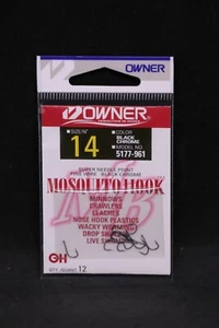 OWNER Mosquito Bait Hooks 5177-961 Size 14 - 12 pack Black Chrome Super Needle - Picture 1 of 2