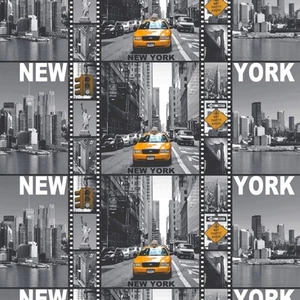 Grey *LONDON* *NEW YORK* 100% Cotton Fabric Material By The Metre 63" Wide  - Picture 1 of 14