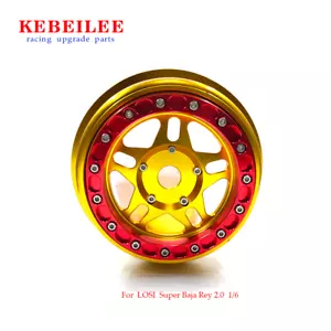 KEBEILEE CNC aluminum bead lock wheel For LOSI Super Baja Rey 2.0 1/6 1pcs Gold - Picture 1 of 8