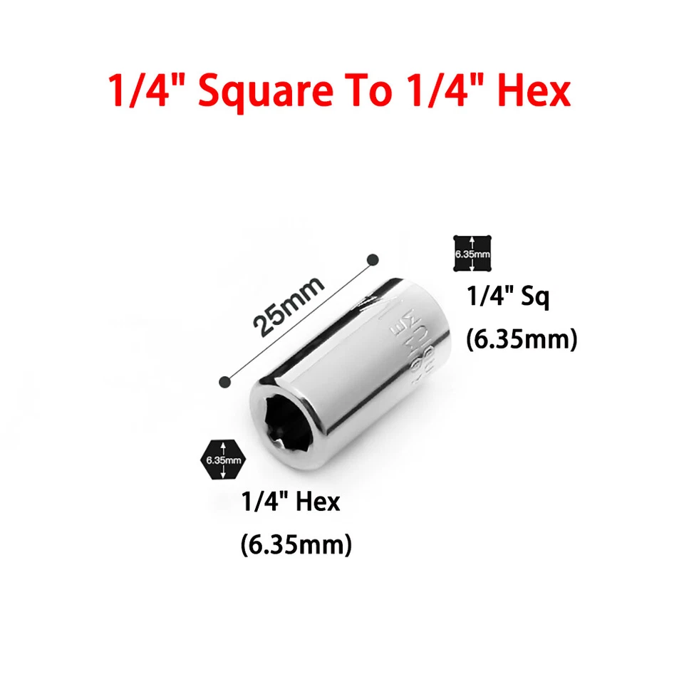 Bit-Adapter 1/4" Vierkant auf 1/4"（6,3mm）Sechskant Ratschen- Bithalter - Bild 1 von 1
