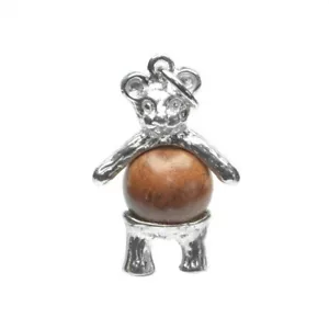 STERLINGSILBER LUCKY TOUCH WUD HOLZ TEDDYBÄR CHARM - Bild 1 von 4