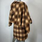 NWT~$495~QUAINT~36/S~DECONSTRUCTED BROWN PLAID WOOL BELTED TRENCH COAT CAPE