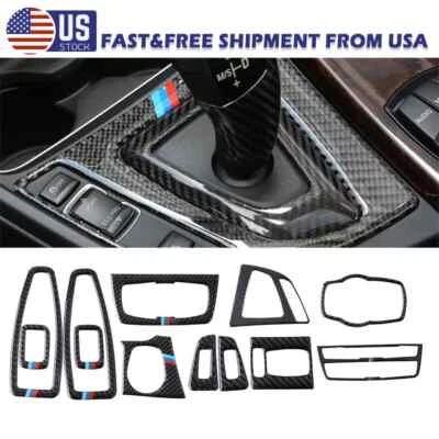 12pcs For BMW 3 4 Series F30 F34 F35 Real Carbon Fiber Interior Trim Decor Cover - Image 1 of 4