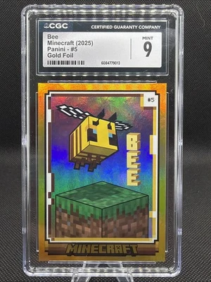 Panini Minecraft BEE 9 No. 5 Gold Prizm # 1/99 SSP #1 FIRST PRINTED! CGC 9 - Image 1 of 4