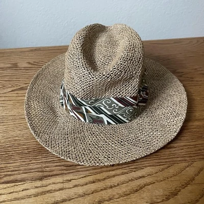 Sombrero Stetson Fedora Ajustado Para Hombres Pequeño Mediano Bronceado Paja Ala Ancha Patrón Banda Foto 1 de 4