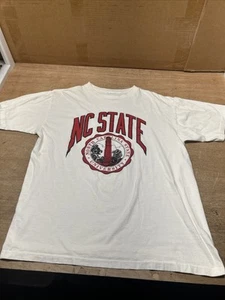 Vintage NC State Campus Bookstore Spell Out T-Shirt Size Large White - Picture 1 of 6