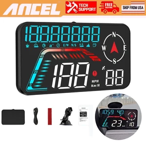 Ancel G12 Digital Coche HUD GPS Velocímetro Head Up Display Brújula Sobrevelocidad - Imagen 1 de 21