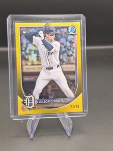 2025 Bowman Chrome Dillon Dingler #41 Rookie Yellow Refractor /75 Tigers RC - Bild 1 von 2