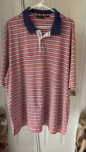 BOBBY JONES Mens Short Sleeve Golf Polo Shirt Size XX Lg Orange/White/Blue - Picture 1 of 8