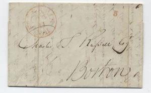 1845 Franklin NH red cDS stampless letter tiny 5 rate handstamp [6986.771] - Picture 1 of 3