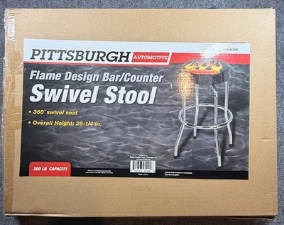 Pittsburgh 28.5" Swivel Bar Counter Shop Stool Flame Design NIB - Image 1 of 4