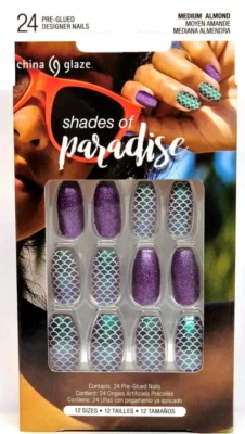 NIB China Glaze “Shades Of Paradise” 24pcs Pre-Glued Medium Length Coffin Shaped - Image 1 of 4