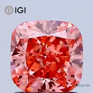 IGI Certified 1.51 Carat Fancy Vivid Pink VVS2 Cushion Cut CVD Lab Grown Diamond - Picture 1 of 18