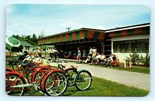 Postcard PA Bushkill The Lounge Patio at Fernwood Resort Old Bikes c1950s R72