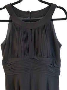 SLNY Womens Black Dress Sz 12 Pleated Bust Key Hole Front Back Formal Gown - Picture 1 of 10