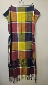 KOLN Fashions 100% CASHMERE Super Soft Plaid Fringe Scarf/Shawl 24” Wide X 72” - Picture 1 of 5