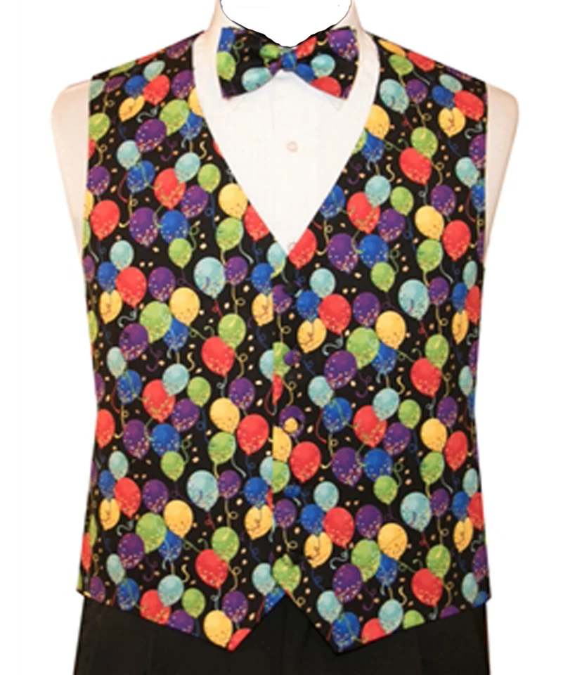 Men's Balloons Are Flying Tuxedo Vest and Bow Tie - Image 1 of 1