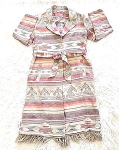 SOFT SURROUNDINGS Trench Coat Jacket Womens M Aztec Southwestern - Picture 1 of 12