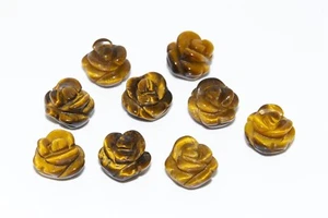 5 Stck. Gelb Tigerauge Rose Geschnitzt Perlen Grade AAA Natürliche Perlen 8/10/12 mm - Bild 1 von 5