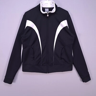 Nike Sweatshirt Youth XL 16-18 Black White Full Zip Pockets Mock Neck - Image 1 of 4