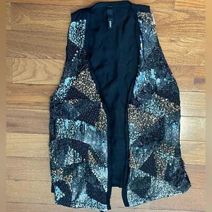 Edun XS 100% Silk Vest with Embellishments - Black - Picture 1 of 7