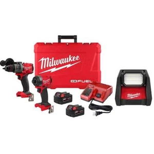 Milwaukee Cordless Combo Kit (2-Tool) 18V Li-Ion Brushless w/ AC/DC Flood Light - Picture 1 of 11