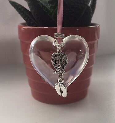Glass Heart & Rhinestone Ornament, New Mum To Be Gift & Guardian Angel Card • 8£