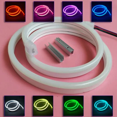 Super Bright 12V 5050 RGB LED Neon Sign Tube Strip Light Belt Rope 84LEDs/m IP65 - Image 1 of 4